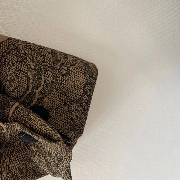 Pomodoro Womens Brown Gold Tapestry Style Print Silk Button Up Shirt Size 6 - Picture 4 of 8